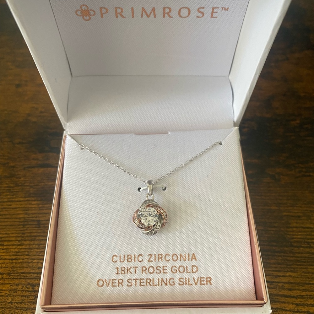 Primrose zirconia 18kt rose gold over sterling necklace